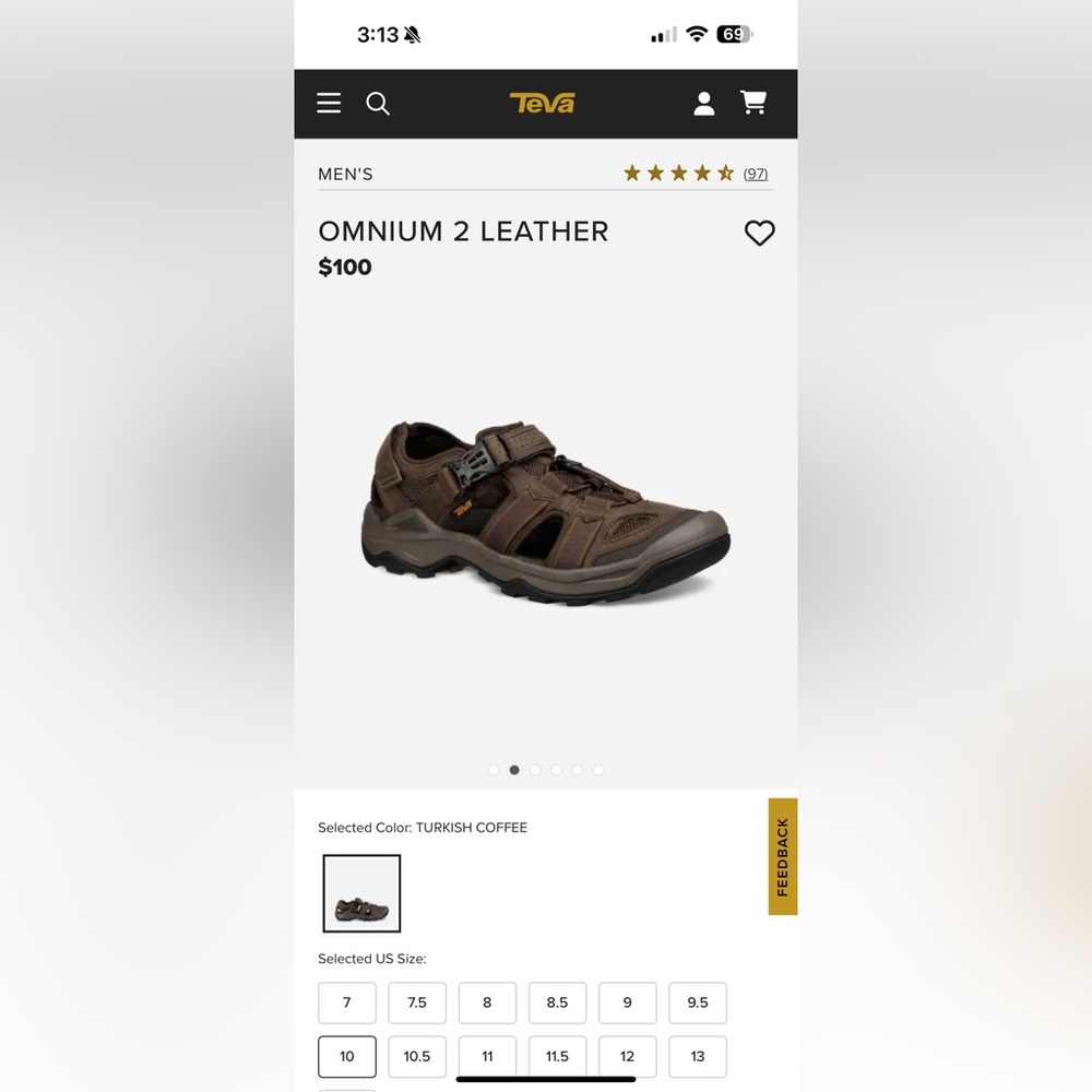 TEVA OMNIUM 2 LEATHER, Men’s Size 10